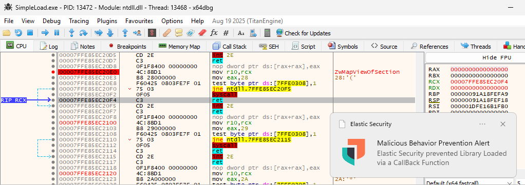 Detection in debugger